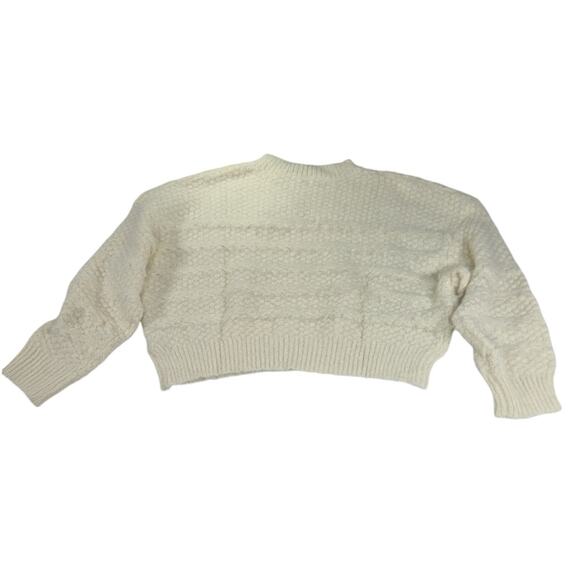Area Stars Sweater Mock Neck Ivory Textured Faux Fur Fringe Cropped Glam M NEW - Picture 5 of 15